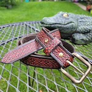 Vintage Leather Tooled Belt    54 "